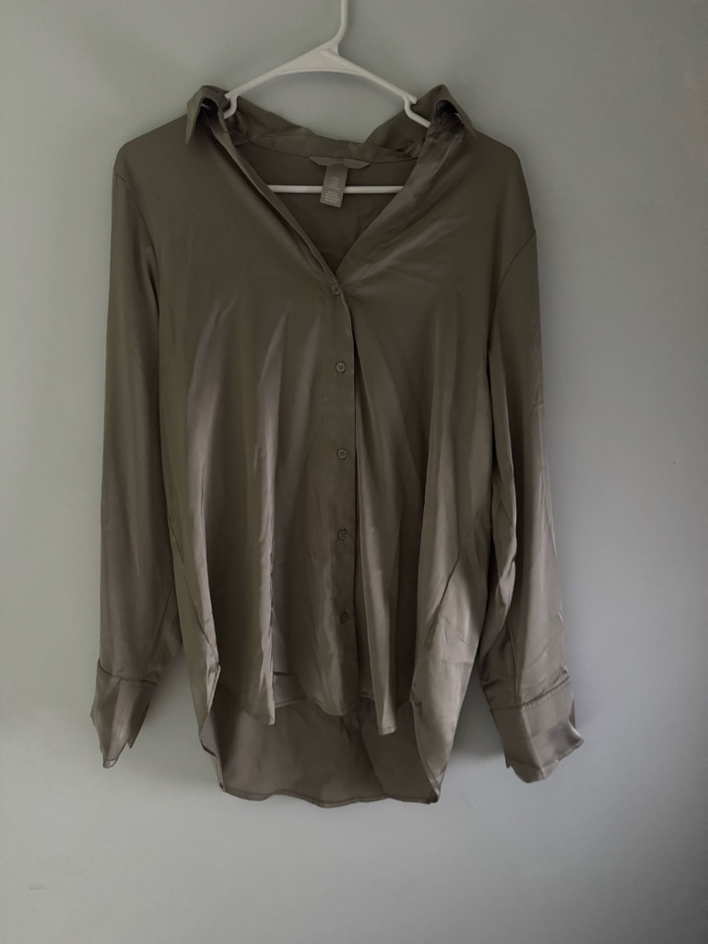 H&M Beige Satin Button-Down Shirt